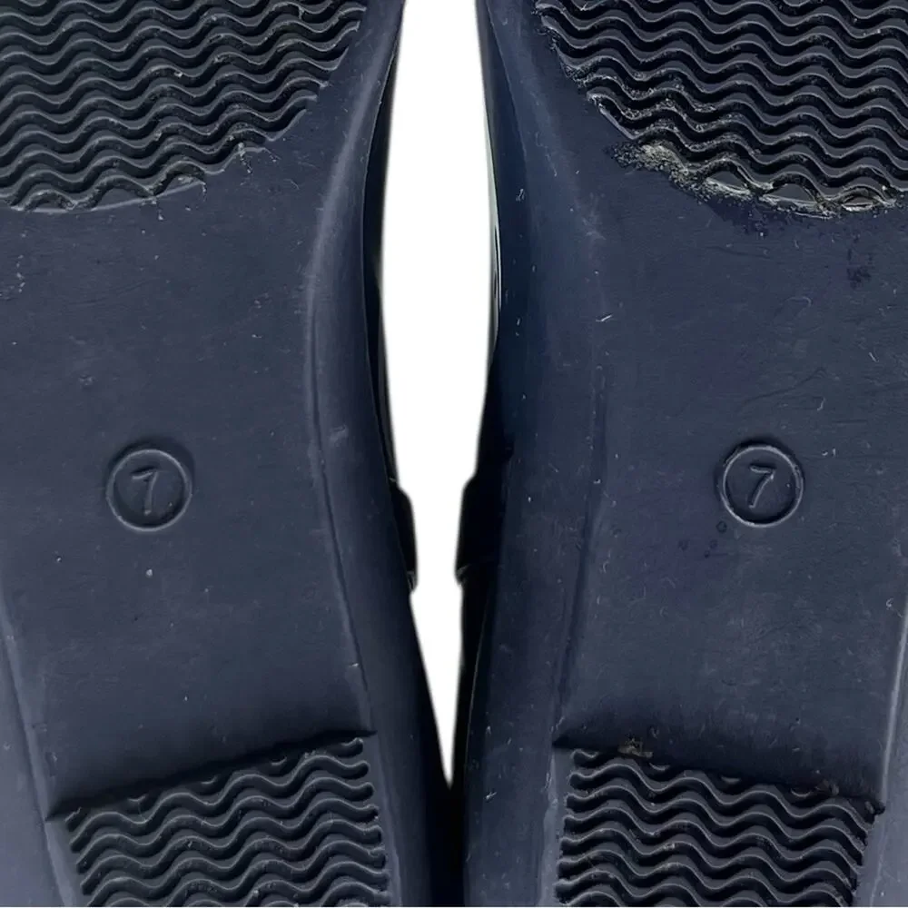 London Fog Waterproof Rain Boots 7 Chelsea Piccadilly Navy Blue Whale Nautical